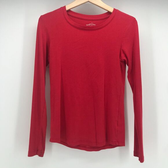 Eddie Bauer Top Womens Small Red Crew Neck Long Sleeve Cotton Modal Spandex - Picture 1 of 8